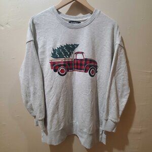 Women's Ellen Tracy Sweater "Christmas Tree with Plaid Truck"
